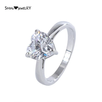 

Shipei Romantic Cute 100% 925 Sterling Silver Created Moissanite Gemstone Weddin Engagement Fine Jewelry Heart Ring For Women