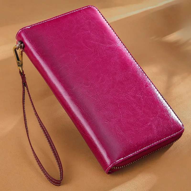 Rose red Длинный кошелек на молнии Женская сумочка большой вместительный кошелек - Цвет: Rose red