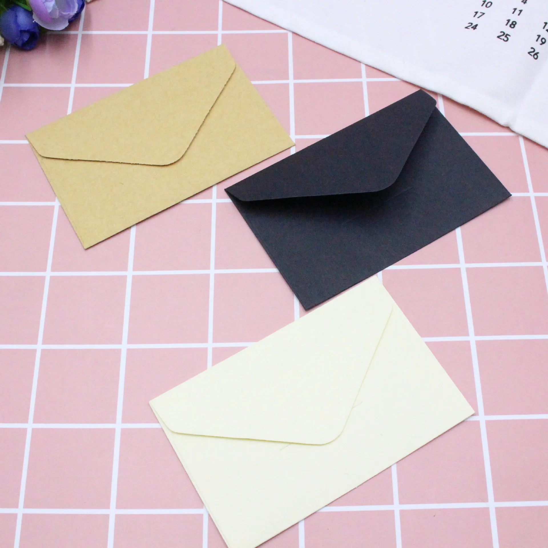 20pc clássico branco preto kraft em branco mini papel janela envelopes