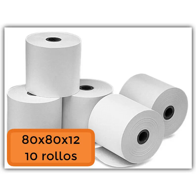 10 Rollos Papel Térmico 80x80 para tickets TPV termico
