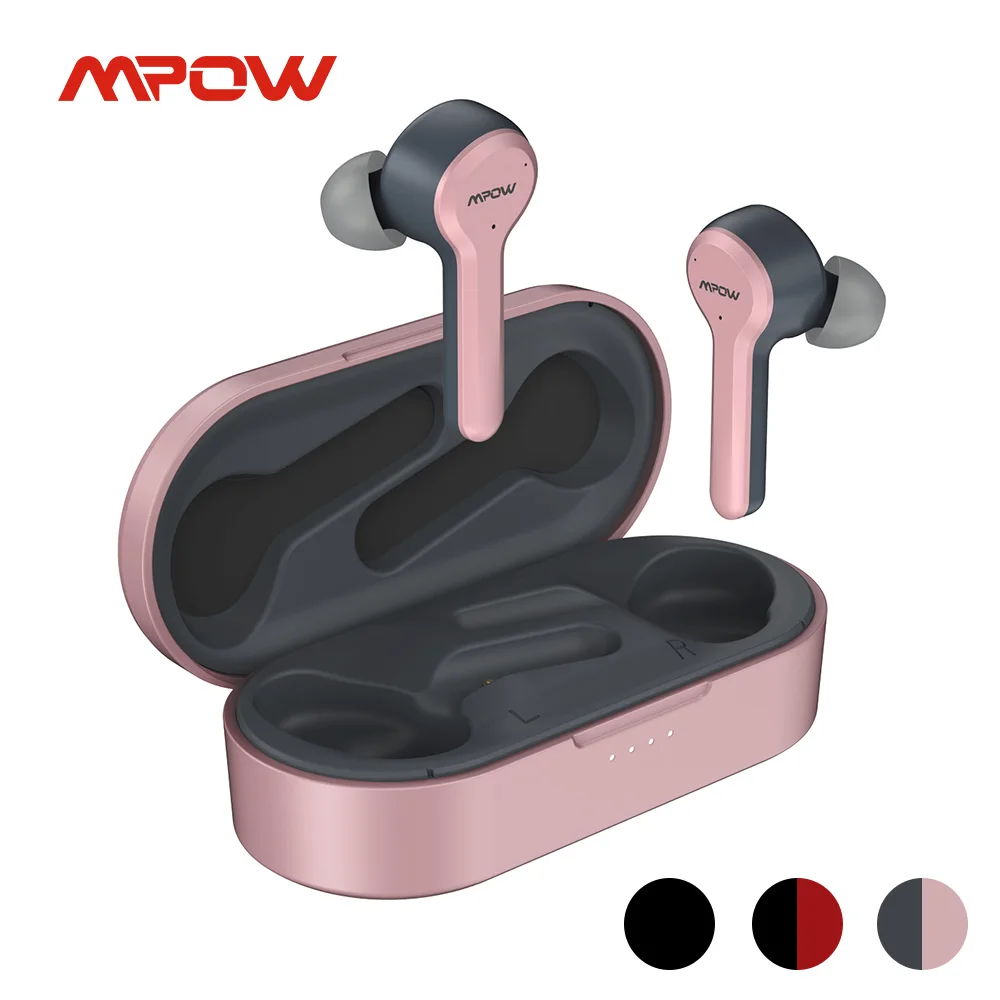 Mpow M9 Bluetooth Earphones True Wireless Earbuds with 4 Mics In-Ear Earphone IPX7 Waterproof 40hrs Playtime TWS Earphone Pink