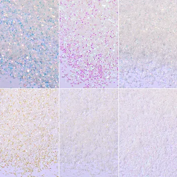 

6pcs/set Unicorn Aurora White Nail Glitter Sequins Mermaid Dust Powder Small Flakes Decorations For Nails Gel Polish Manicure