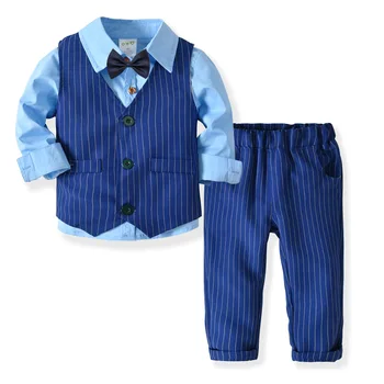 

Kids Sets For Boys Birthday Wedding Party Suit Gentleman Shirt Bowtie Vest Pants 4 Pcs Suit Children Clothes Boy Set
