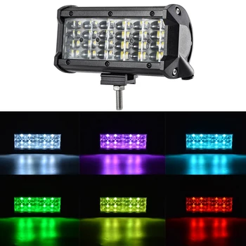 

72W Car LED Work Light RGB Atmosphere Lamp LED Flood Light Bar Driving Fog Lamp 12V 24V for Off-Road SUV Truck