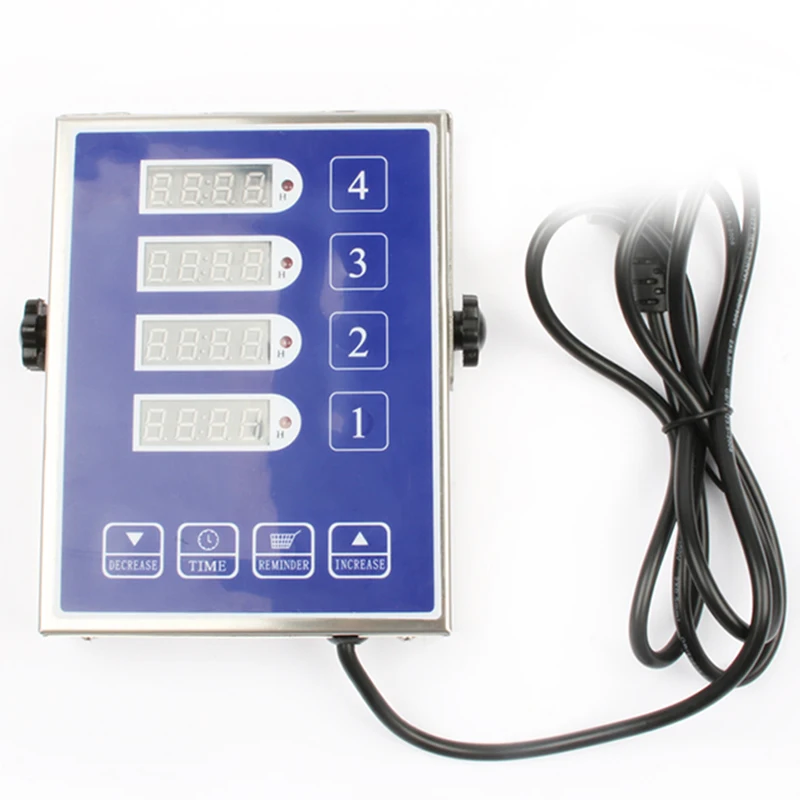 Stainless Steel Commercial Kitchen Four-Channel Timer 4 Fourth Button Digital Button Timing Reminder Countdown Loud Alarm,Us Plu