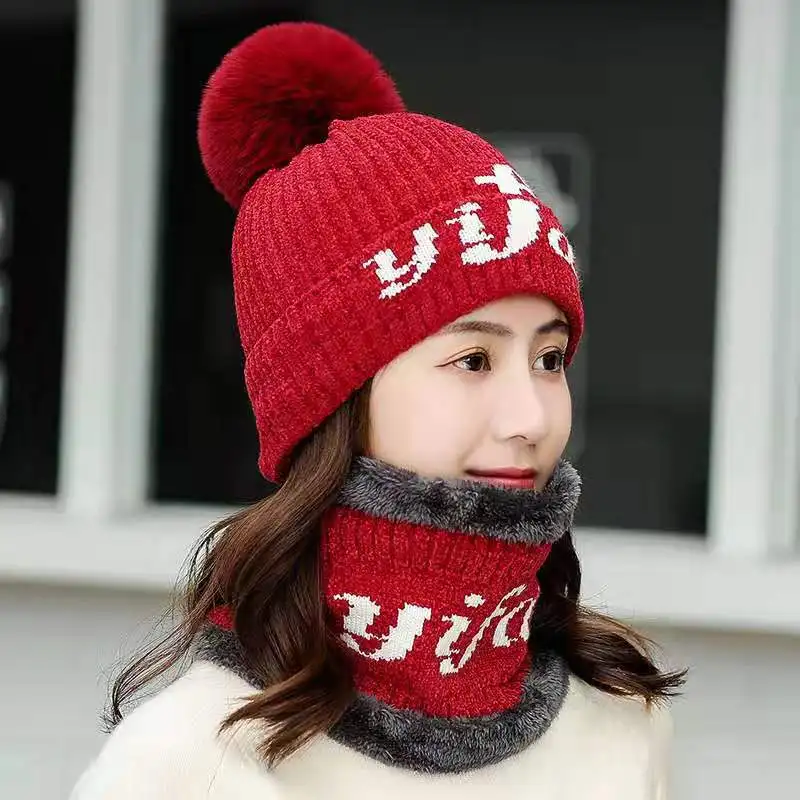 2019RussiaNeck Warm knitted Winter Hor Gur Wool Beanise Skullide VELV Winter Wool Blends Soft
