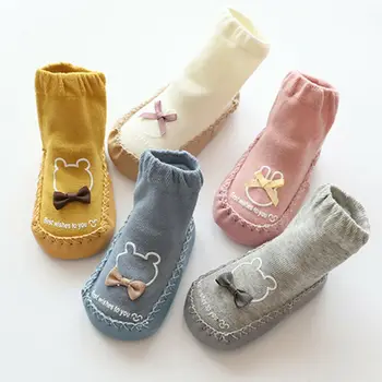

Cartoon Animal Baby Socks Shoes Anti-slip Rubber Soles Cotton Floor Socks Toddler Baby Shoes Autumn Winter Kids Booties Flats