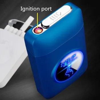 

Electronic lighter recharge USB lighters case cigarette box Graphic LED display usb Windproof flameless smoke 19pieces cigarette