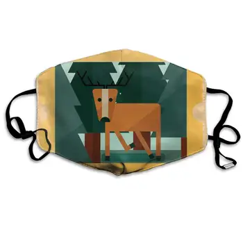 

Dustproof Washable Reusable Reindeer In A Forest Mouth Cover Mask Respirator Germ Protective Warm Windproof Mask