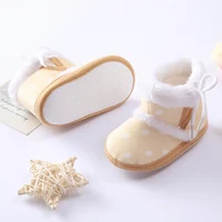 Winter Newborn Baby Girl Boy Polka Dot Cute Cartoon Cotton Shoes Soft Sole Plus Velvet Warm Boots Toddler Infant Walking Shoes 5