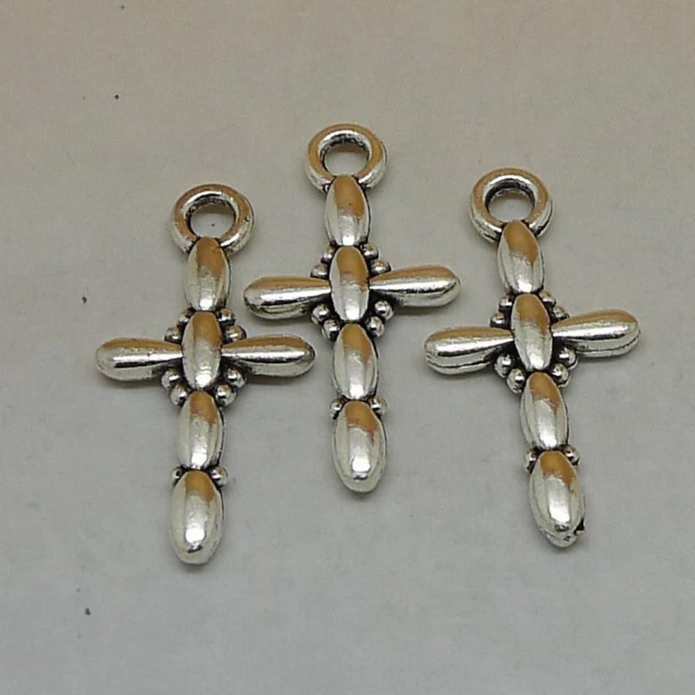 

20pcs 21x10mm Cross Charms For Earrings Pendants Antique Silver Color