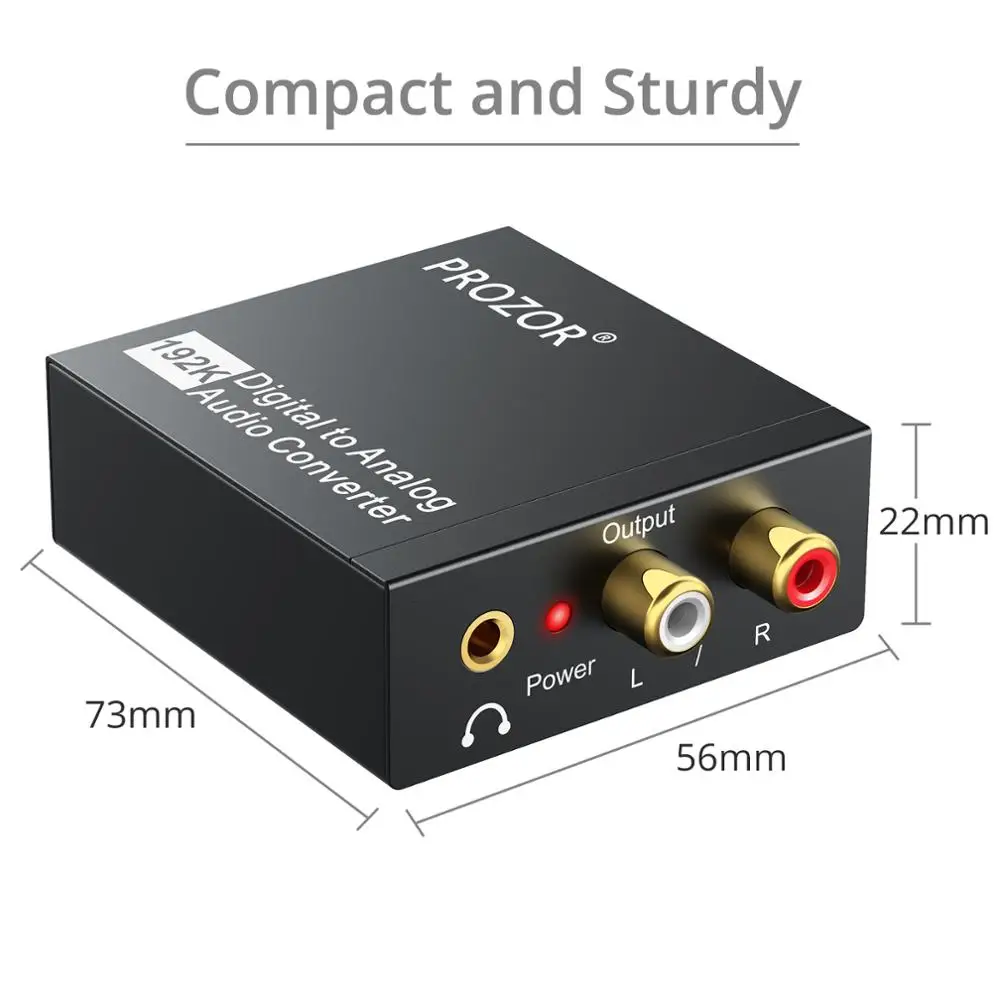 eSYNiC DAC Converter Coaxial Toslink to RCA Analog 3 5mm Headphone Jack Audio Adapter 192kHz Digital to Analog Audio Converter