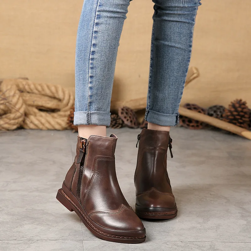 

Winter Increase Boots Woman Keep Warm Short Boots Woman Leisure Cowhide Boots Women's Shoes