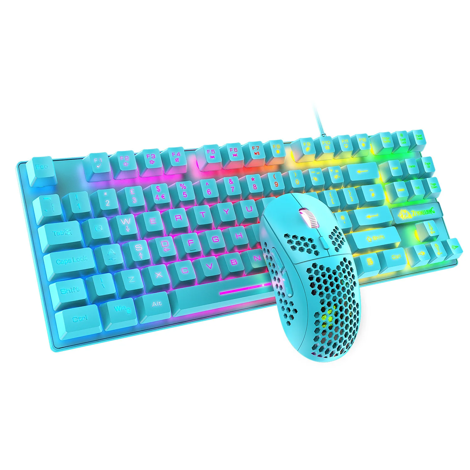 mouse combinação magia rgb backlight fio teclado