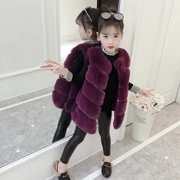 

Girls Fur Vests Winter Waistcoat For Girls Solid Kids Outerwear Fashion Warm Faux Fur Spring Autumn Girl Clothes