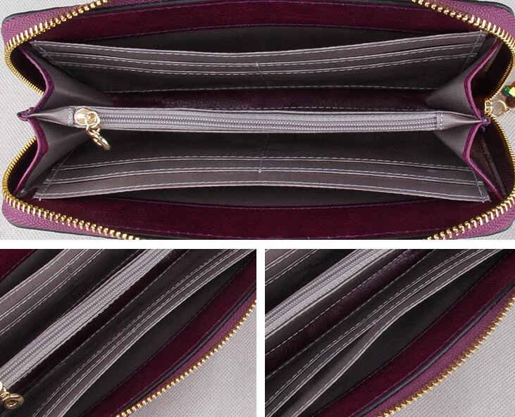 Excellent Package Genuine Leather Long Fund Wallet Woman Zipper Wallet Cowhide Hand Take Woman