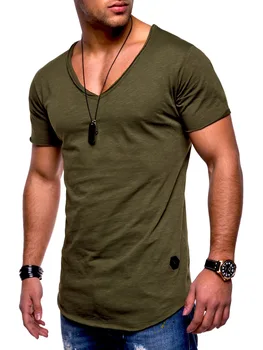

2020 Summer New Style Men's V-neck T-shirt Casual Short Sleeve Solid Color Base Shirt 6560