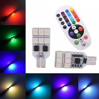 

ICOCO 12 LED Colorful RGB Remote Control Car Dome Light T10 5050 LED Bulbs Reading Lights Vehicle Indicator Lamp DC12V