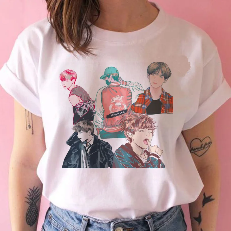 

bangtan boys t shirt women korean style Oversized kpop tshirt female ulzzang harajuku JIN SUGA J HOPE JIMIN V JUNGKOOK t-shirt