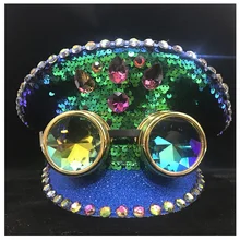 Стимпанк унисекс для мужчин и женщин аутентичный зеленый шлем полиции с металлическими классами представление военная шляпа Детская атласная фуражка капитана