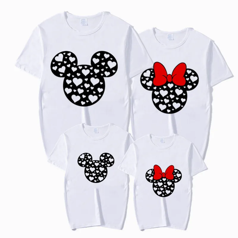 Одинаковые комплекты для всей семьи с милым принтом мыши; футболка мама папа сын; одежда для семьи; детская футболка - Цвет: P1248-white