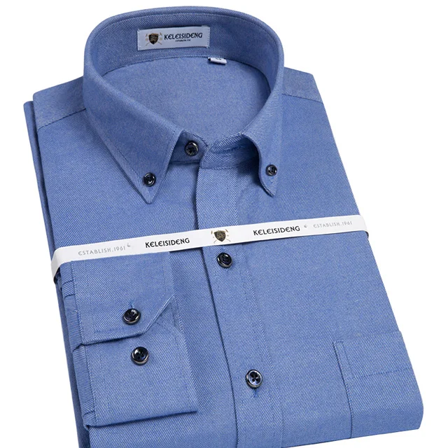 Мужская повседневная стандартная плотная Фланелевая рубашка с одним карманом, удобная мягкая хлопковая рубашка с длинным рукавом на пуговицах - Цвет: Синий