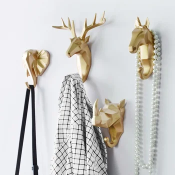 

New Hot 1pc Deer Elephant Unicorn Rhinoceros Head Animal Resin Hook Clothing Display Racks Hook Coat Hanger Cap Room Decor Show