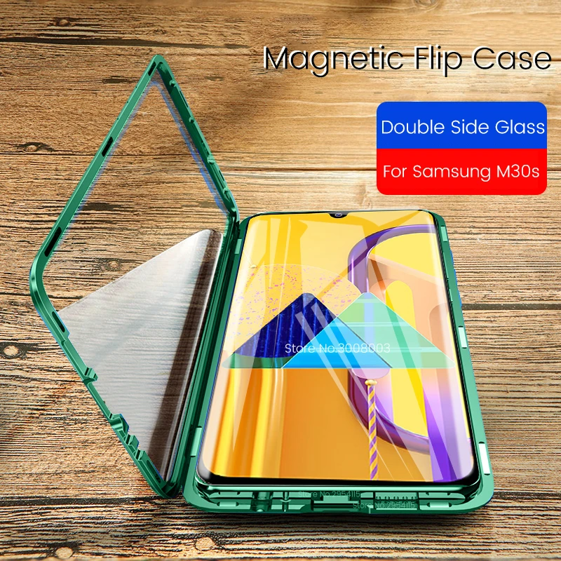 Двусторонний стеклянный Магнитный флип-чехол для samsung galaxy m30s m30 s m 30 s m307f/ds 6,4 ''360 ° полная задняя крышка из закаленного стекла