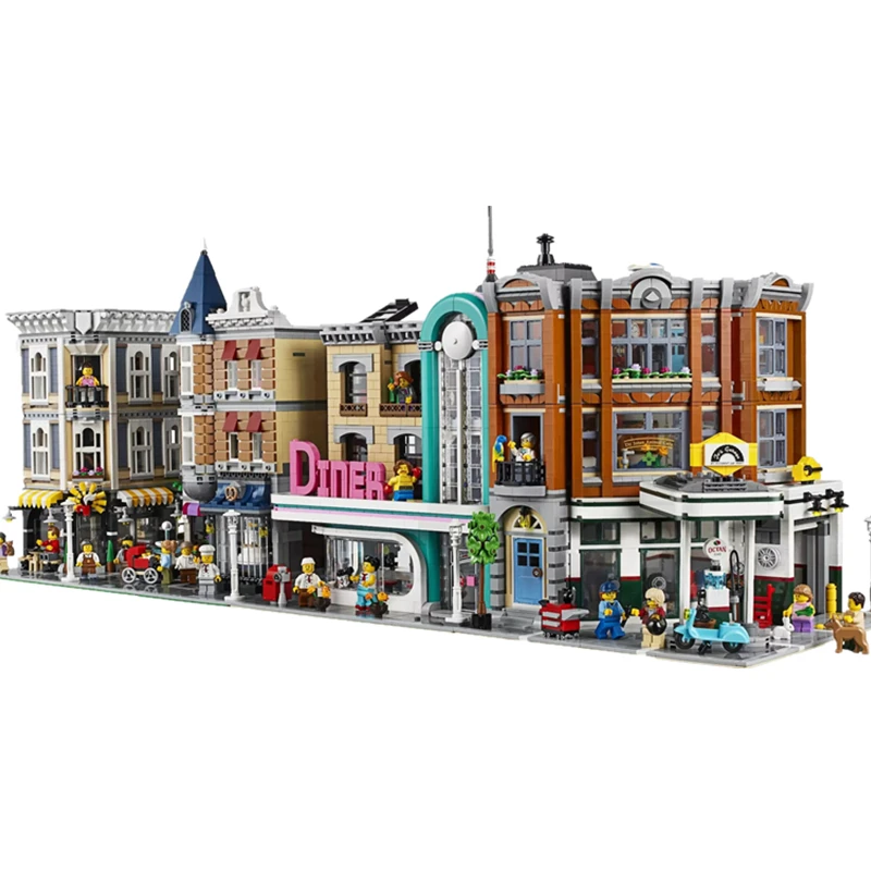 KING Ideas City Street Corner Garag Hall Shop Expert архитектурный конструктор, наборы блоков, комплекты кирпичей, Подарочные игрушки для мальчиков