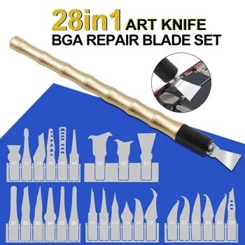 

28 in 1 IC Chip Repair Knife Thin Blade Tool CPU Metal Pry Remover Motherboard Hand Tools Set for Phone Computer Repair Tools D4