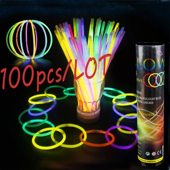 

100pcs Glow Stick Safe Light Stick Necklace Bracelets Fluorescent for Event Festive Party Supplies Concert Activity Decoration