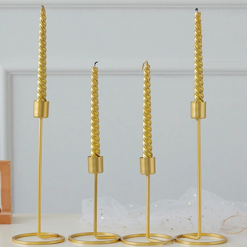 Promotion! 5Pcs European Gold Candle Holders Metal Pillar Candlestick Wedding Luxury Table Romantic Decorations New Year Party D