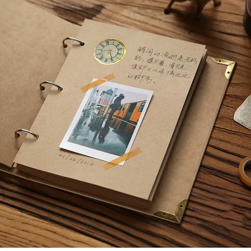 DIY Kraft Paper Album Retro Handmade Simple White Stickers Large Thick Swatches Hand Book Loose-leaf | Дом и сад