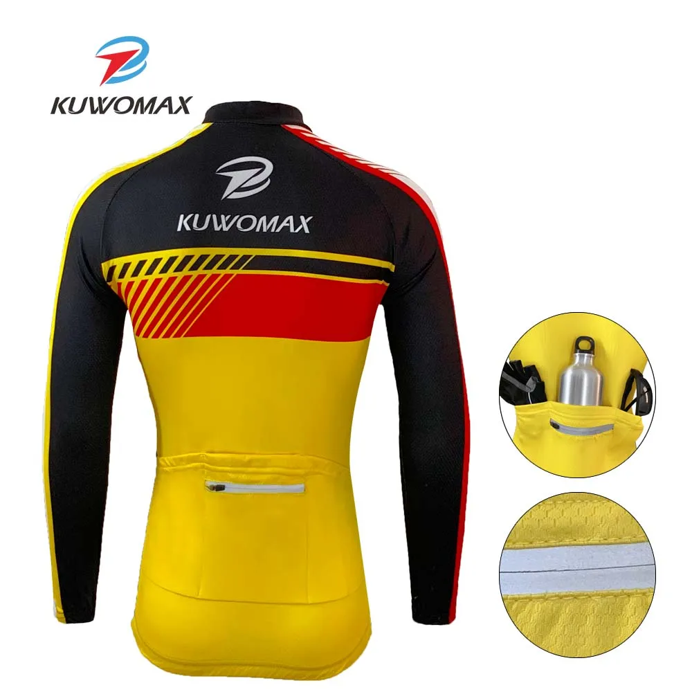 KUWOMAX мужской дышащий Открытый Велоспорт костюм для велоспорта из шерсти одежда быстросохнущая одежда для верховой езды с длинными рукавами спортивные Джерси Топы