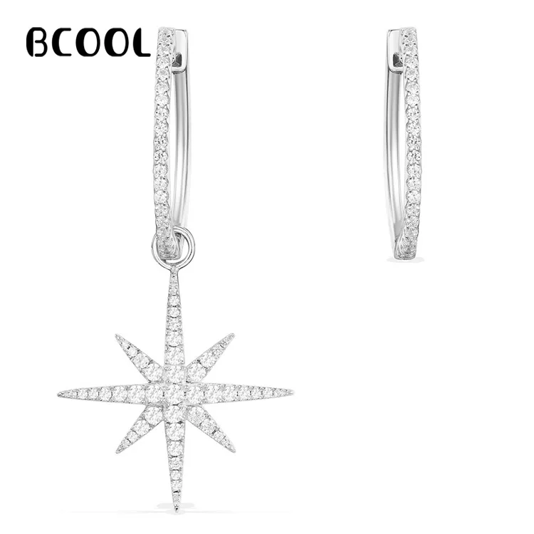 

BCOOL Fashion Charm Silver High Quality 1:1 Engraved Earrings, Asymmetric New "star" Word Female Jewelry Gift