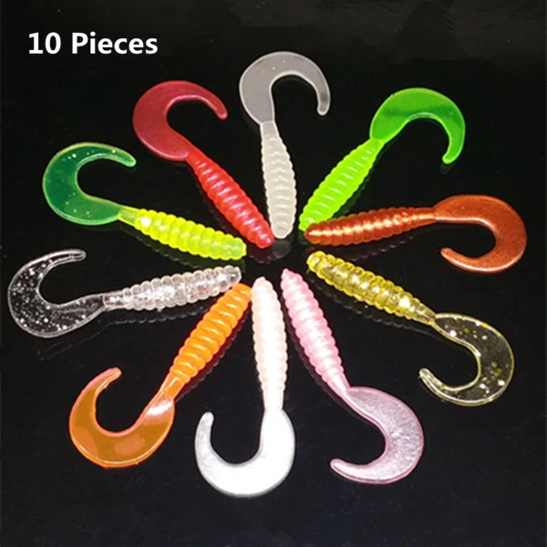 10pcs mix color 10 Цвета силиконовой резины поддельная приманка в виде личинок световой Мини Мягкая приманка с хвостом приманка для рыбной ловли 3,5 см 5,5 см(7 см) для доставки прикорма и оснастки - Цвет: 10pcs mix color