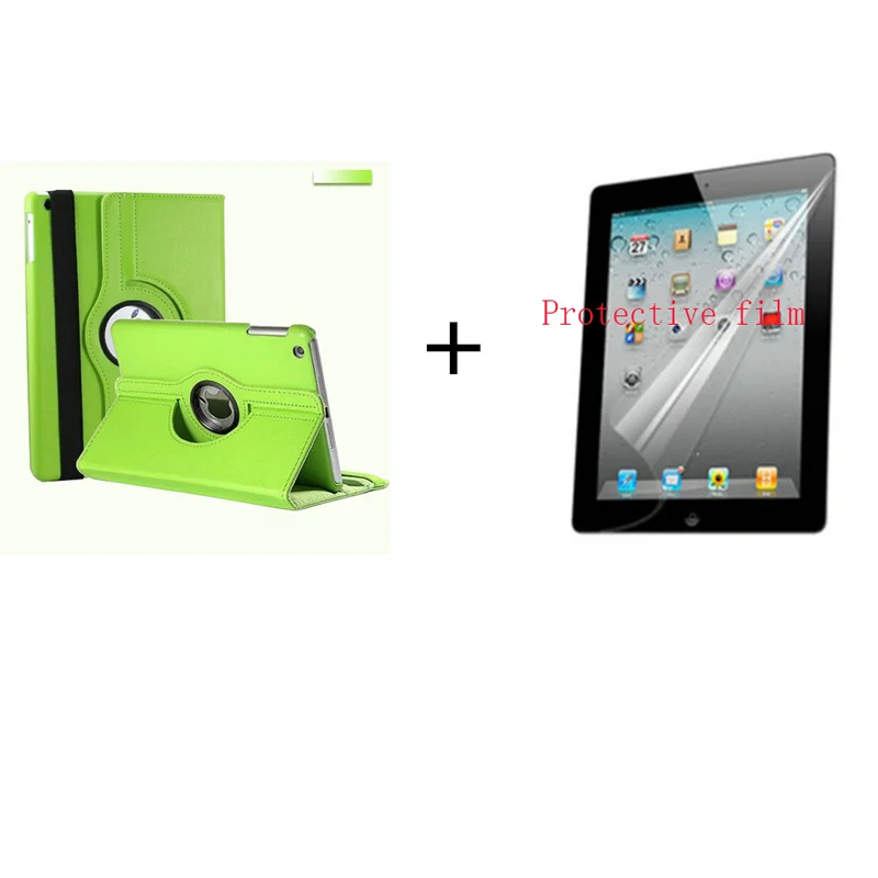 Для iPad mini 1 mini 2 mini 3 чехол на 360 Вращающийся Смарт-флип-стенд A1432 A1454 защитный 7,9 'mini 1 2 3 Чехол Жесткий Чехол+ пленка - Цвет: green and film
