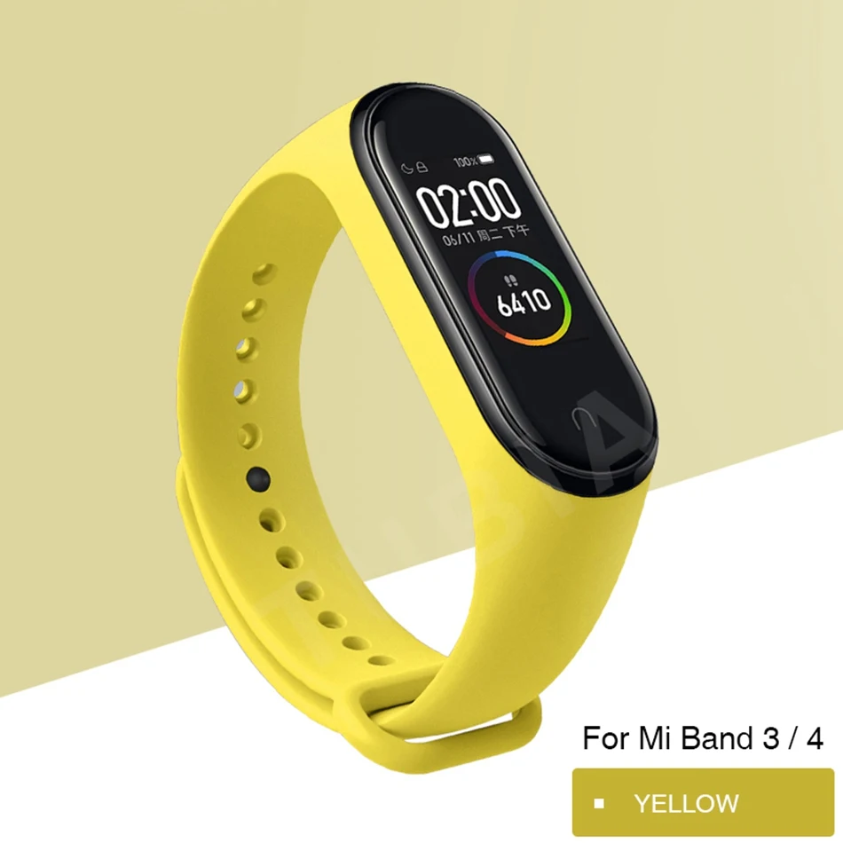 001-Yellow Защитный mi Band 4 3 ремешок на запястье для Xiaomi mi 3 4 Браслет Силиконовый mi Band 3 4 NFC Аксессуары смарт mi 4 браслет - Цвет: 001-Yellow
