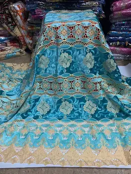

BLUE Velvet Lace Fabric for Dresses Latest embroidery Nigerian French Lace fabrics with Stones High Quality African Lace Fabric