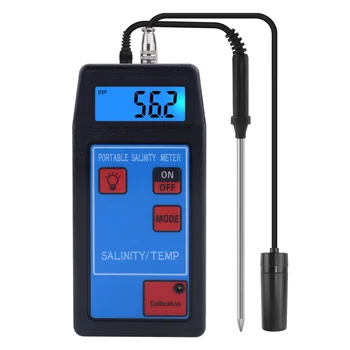 

Lab Backlight Replaceable Probe Aquaculture Aquarium LED Display Portable Digital Outdoor Salinity Meter Temperature Tester
