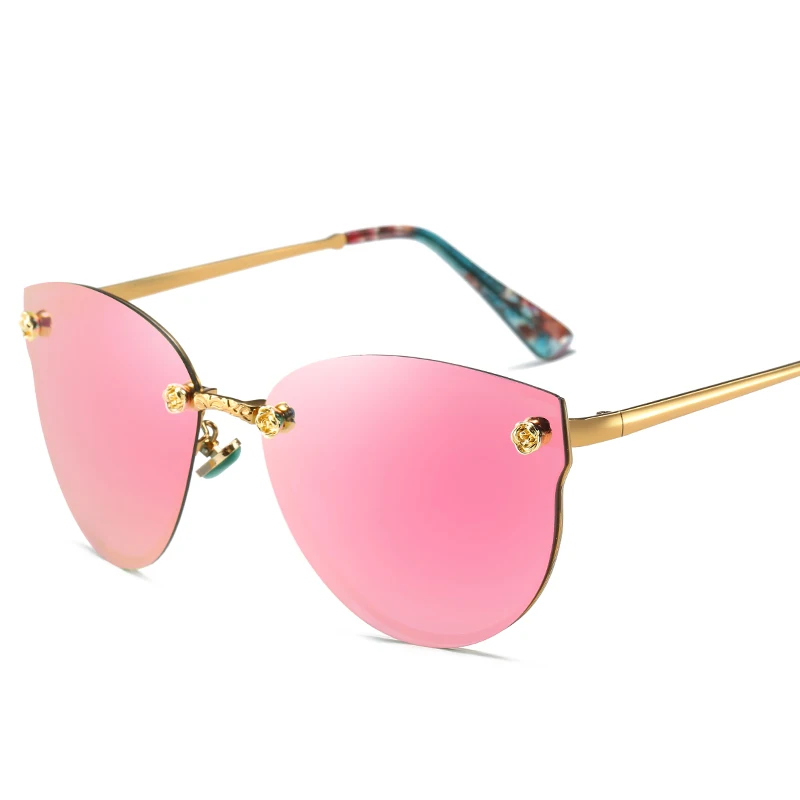 Кошачий глаз солнцезащитные очки для женщин поляризационные Модные женские Солнцезащитные очки женские винтажные очки Oculos de sol Feminino UV400 - Цвет линз: gold-pink