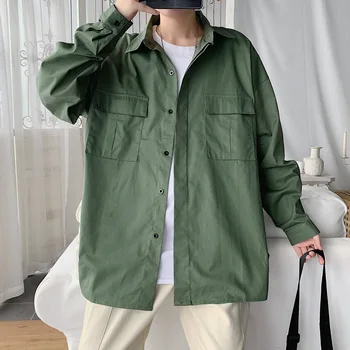 

Vintage Men Shirts Safari Style Thin Multi-pockets Long Sleeve Work Shirt 2020 NEW