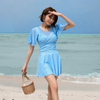 

Swimsuit 1 Piece Woman Rashguard Female Swimsuits One 2019 Summer New Stripe Women Navy With Korean Striped Polyester Sierra