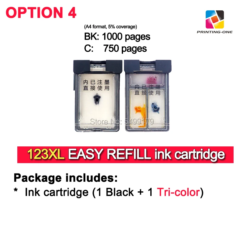 Option 4-New version 123XL чернильный картридж легко Заправляемый для hp 123 hp 123XL многоразовый совместимый с hp deskjet 2130 2620 2630 3630 3639 принтер - Цвет: Option 4-New version