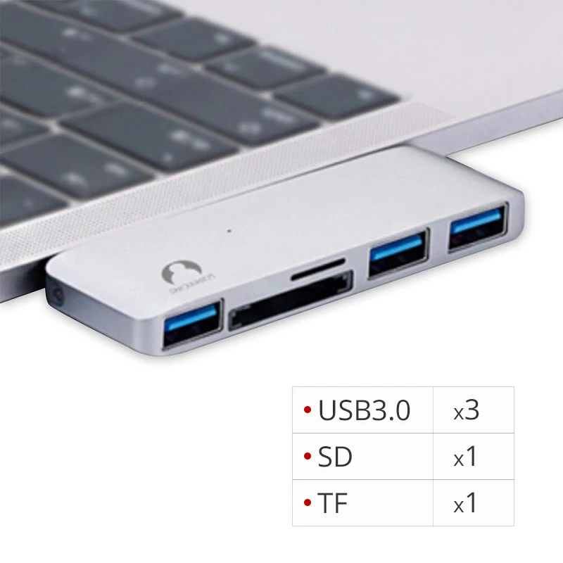 Snowkids ноутбук концентратор док-станция порт расширения Внешний USB Тип C к usb A адаптер питания SD TF для MacBook huawei samsung - Цвет: Silver 3USB SD TF