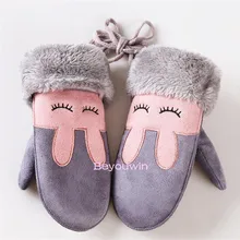 50 шт./партия, модные детские перчатки из кролика, милые стильные однотонные яркие цвета, детские перчатки