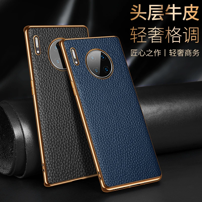 Voor Huawei Mate 30 Pro Case Shockproof 360 Volledige Bescherming Echt Lederen + Pc Hard Cover Voor Huawei Mate 30 Case Funda