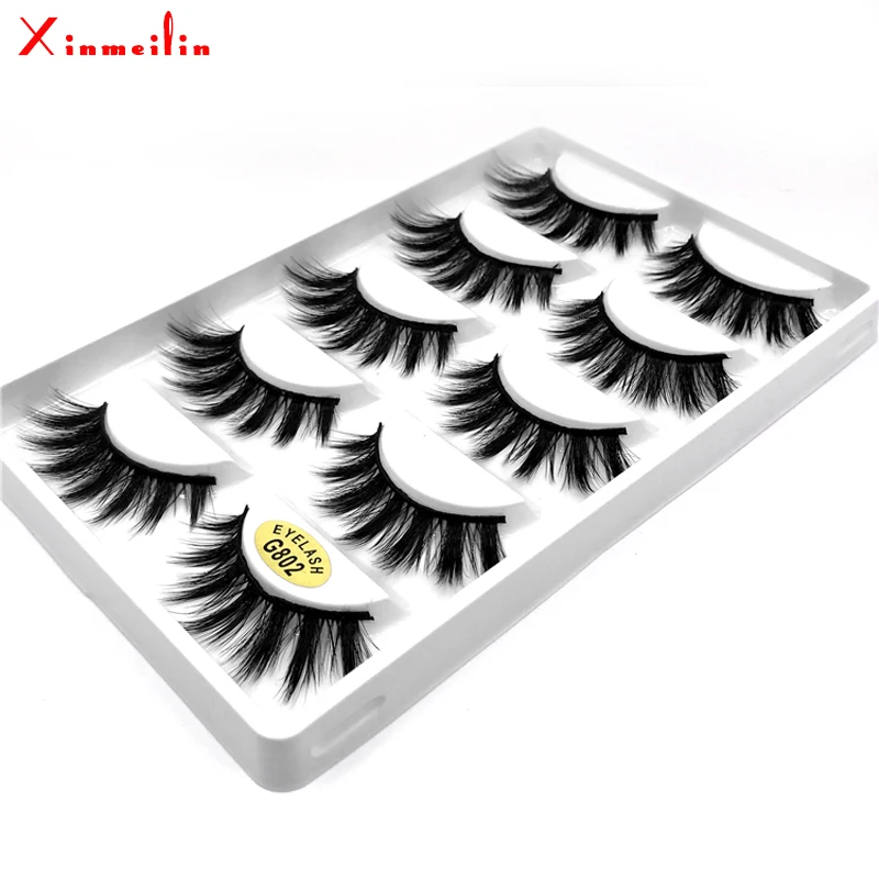 

5 pairs 3D faux mink False eyelashes natural long individual thick fluffy volume dramatic makeup fake eyelashes wholesale lashes