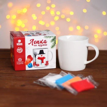 

Set for decoration of polymer clay mugs "Modeling on a mug" Cheerful snowman 5066073