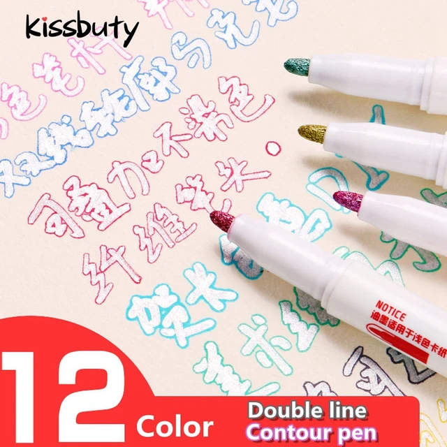 Magic Contour Outline Pen Double Line Pen Highlighter Pen Metallic Markers